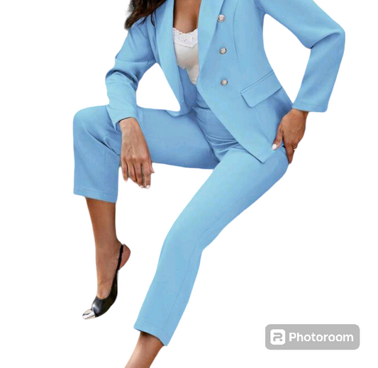 Light Blue Trouser Suit